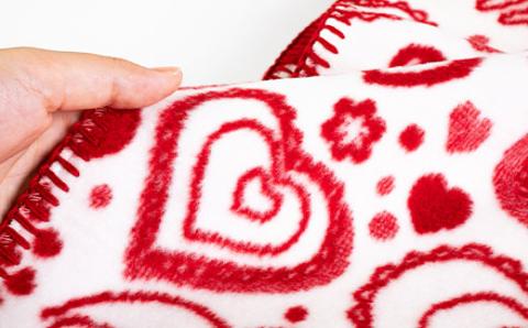 綿毛布(毛羽部分)　ハート柄