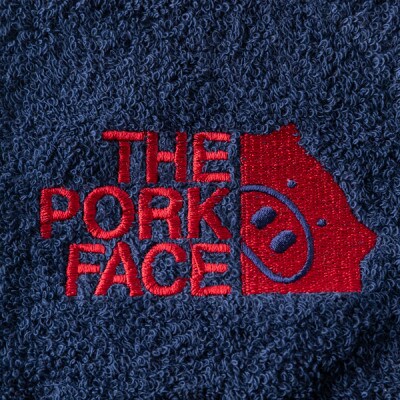 泉州産フェイスタオル320匁ポークフェイスの刺繍入り色:ネイビーグレーブラウン　各1枚合計3枚セット