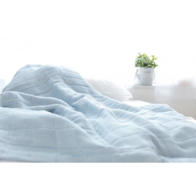 【わけあり】コーマ糸を使った綿100%4重ガーゼケット　ピンクブルー各1枚の2枚セット