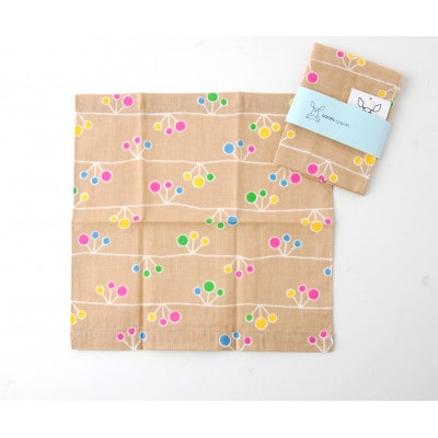 nordic+japan ガーゼハンカチ 4枚組 (ツボミ・ブラック+ツボミ・ベージュ)