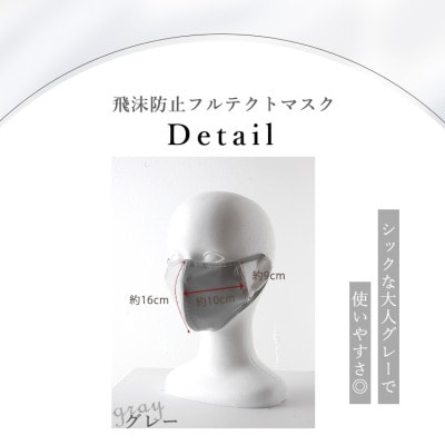 飛沫防止 マスク フルテクト  グレー 2枚組(大人用・男女兼用)