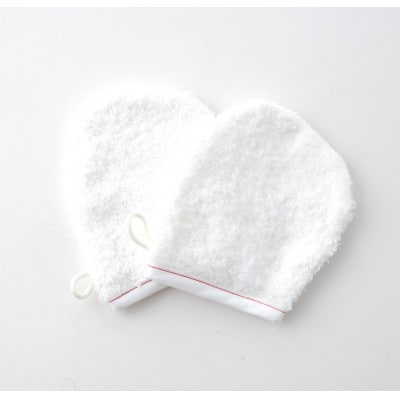 入浴用 ベビー ミトン 青ステッチ 2枚