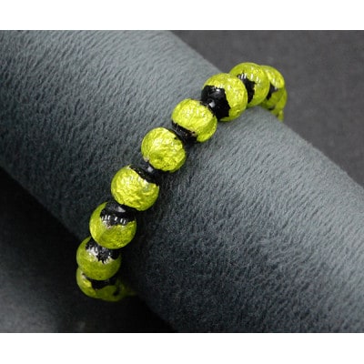 沖縄の伝統工芸!琉球とんぼ石/ホタルガラス 10mm 数珠ブレスレット 黄