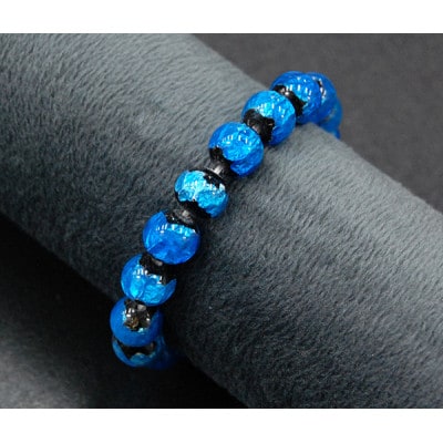 沖縄の伝統工芸!琉球とんぼ石/ホタルガラス 10mm 数珠ブレスレット 青