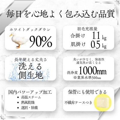 【洗える羽毛布団】クイーン 二枚合わせ 洗濯可 国産 抗菌防臭防ダニ 羽毛本掛け布団 1年中使える