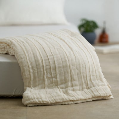 8重ガーゼケット　シフォン　軽量タイプ　綿100%　シングルサイズ　アイボリー　日本製