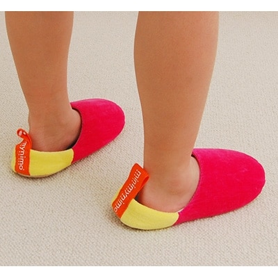 minim y nimo　ルームシューズ　ベロア　キッズ#12(ベージュ)1足