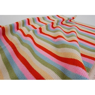 ニットブランケット ボーダー(カラフル)　約85×115cm