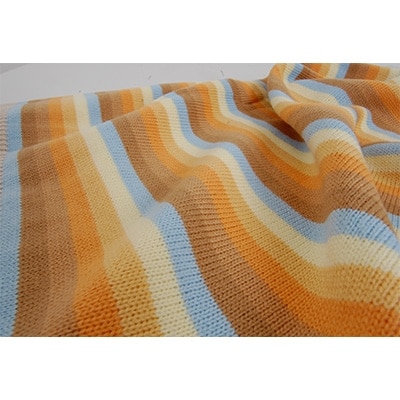 ニットブランケット ボーダー(アース)　約85×115cm