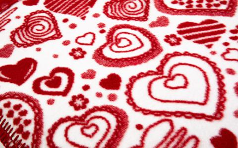 綿毛布(毛羽部分)　ハート柄