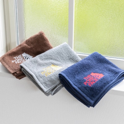 泉州産フェイスタオル320匁ポークフェイスの刺繍入り色:グレー3枚セット
