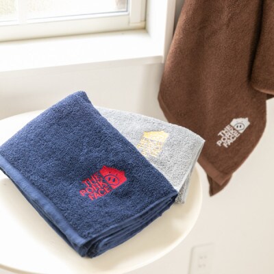 泉州産バスタオル800匁ポークフェイスの刺繍入り　色:ネイビー3枚セット