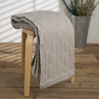 綿100%　5重ガーゼケット　シングルサイズ　キルト風ダイヤ柄　グレー