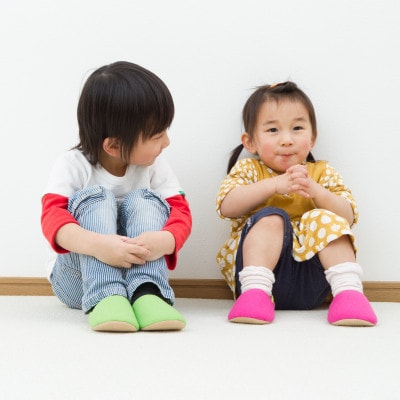 minimynimo ルームシューズ リネン キッズ#6 (BW+LE)