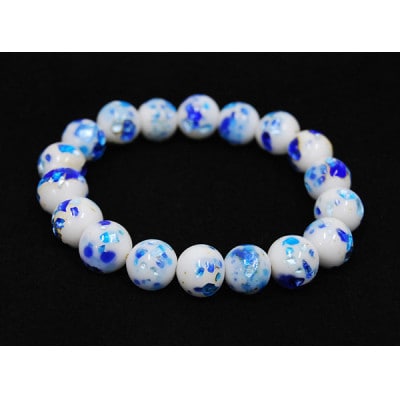 【2点セット】沖縄伝統工芸!琉球とんぼ石/ホタルガラス 数珠ブレスレット