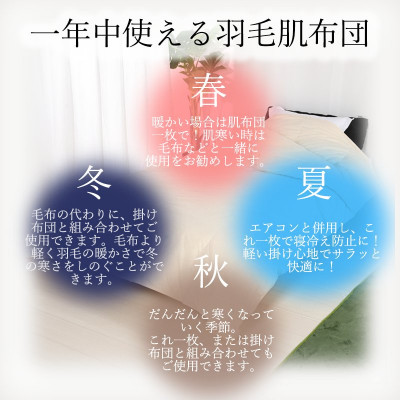 【洗える】羽毛肌掛け布団セミダブルダウン0.4kg クリーム 抗菌防臭防ダニ 羽毛布団 ダウンケット