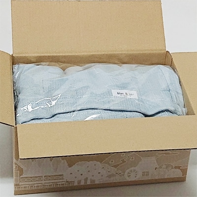 コーマ糸を使った綿100%4重ガーゼケット　ブルー