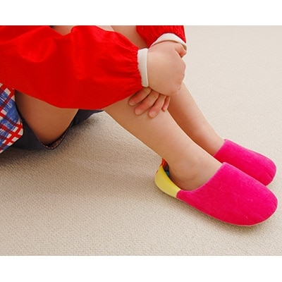 minim y nimo　ルームシューズ　ベロア　キッズ#12(ベージュ)1足