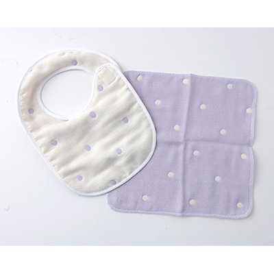 ガーゼスタイ+ガーゼハンカチのセット(水玉PA)