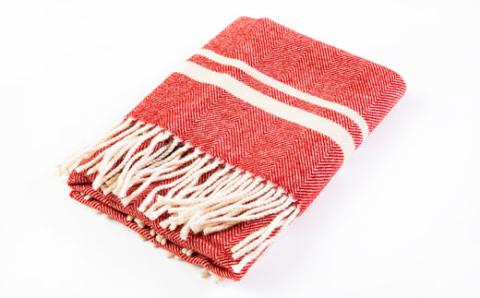 ウールひざ掛け　70cm×120cm(房込み)　レッド