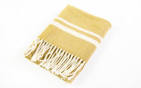 ウールひざ掛け　70cm×120cm(房込み)　ベージュ