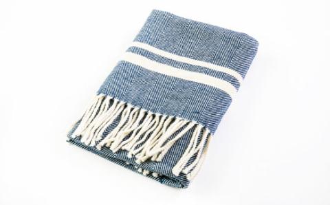 ウールひざ掛け　70cm×120cm(房込み)　ブルー