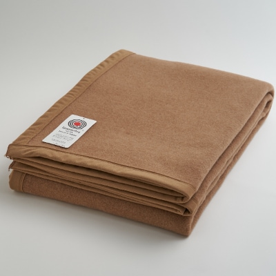 キャメル毛布　4方ヘム　シングルサイズ