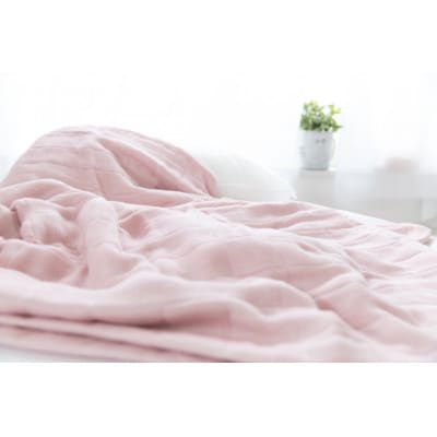 【わけあり】コーマ糸を使った綿100%4重ガーゼケット　ピンクブルー各1枚の2枚セット