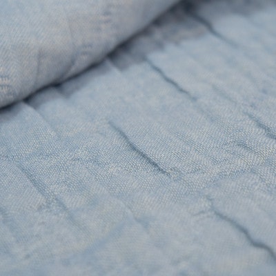 綿100%　5重ガーゼケット　シングルサイズ　キルト風ダイヤ柄　ブルー