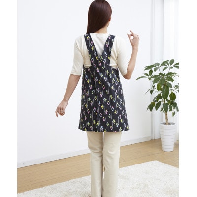 大人エプロン (クロスタイプ・ツボミ・ベージュ)※ブロード素材