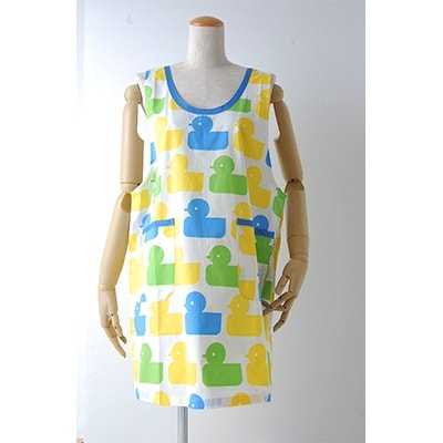 大人 エプロン (キッチン・アヒル・ブルー)※ブロード素材