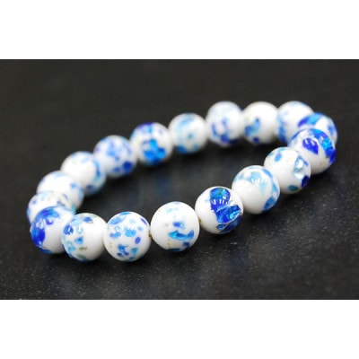 沖縄伝統工芸!琉球とんぼ石 10mm 数珠ブレスレット 青白