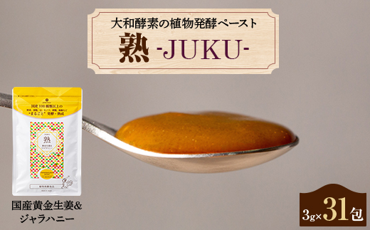 大和酵素の植物発酵ペースト 熟 -JUKU- 国産黄金生姜＆ジャラハニー 1袋(3g×31包)