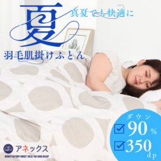 【洗える】洗濯可能な羽毛肌掛け布団シングル日本製軽量夏用ダウンケット/北欧柄丸柄ベージュ抗菌防臭