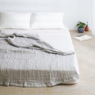 8重ガーゼケット　シフォン　軽量タイプ　綿100%　シングルサイズ　ブルー　日本製