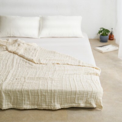 8重ガーゼケット　シフォン　軽量タイプ　綿100%　シングルサイズ　アイボリー　日本製