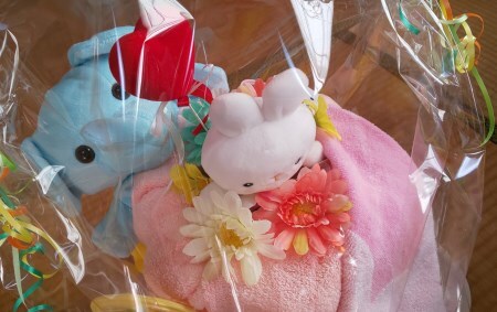 オムツケーキ　Mサイズ【直径：約20cm~35cm、高さ：約40cm】（ピンク）（015_5003）