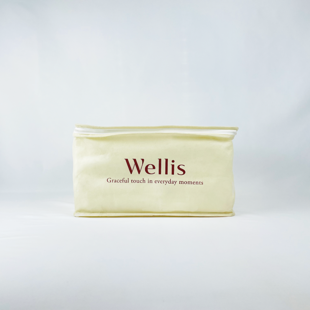 Wellis　バスタオル2枚　フェイスタオル2枚  グレー　ランドリーバッグ付き　（009_5138_02）