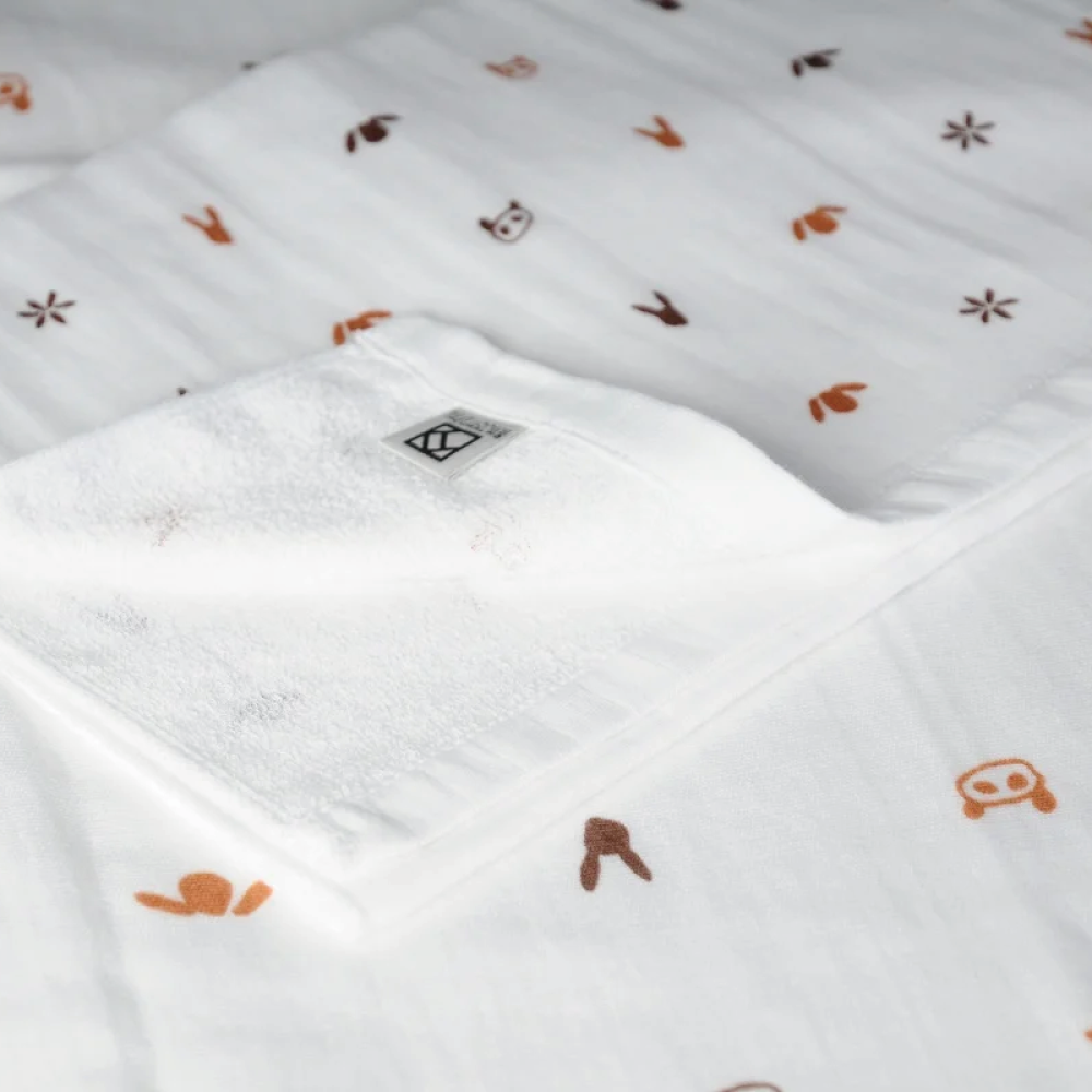 松藤テリー　MatsuFujiガーゼ　リボーン・ザ・プリント（動物）フェイスタオル1枚（009_5190）