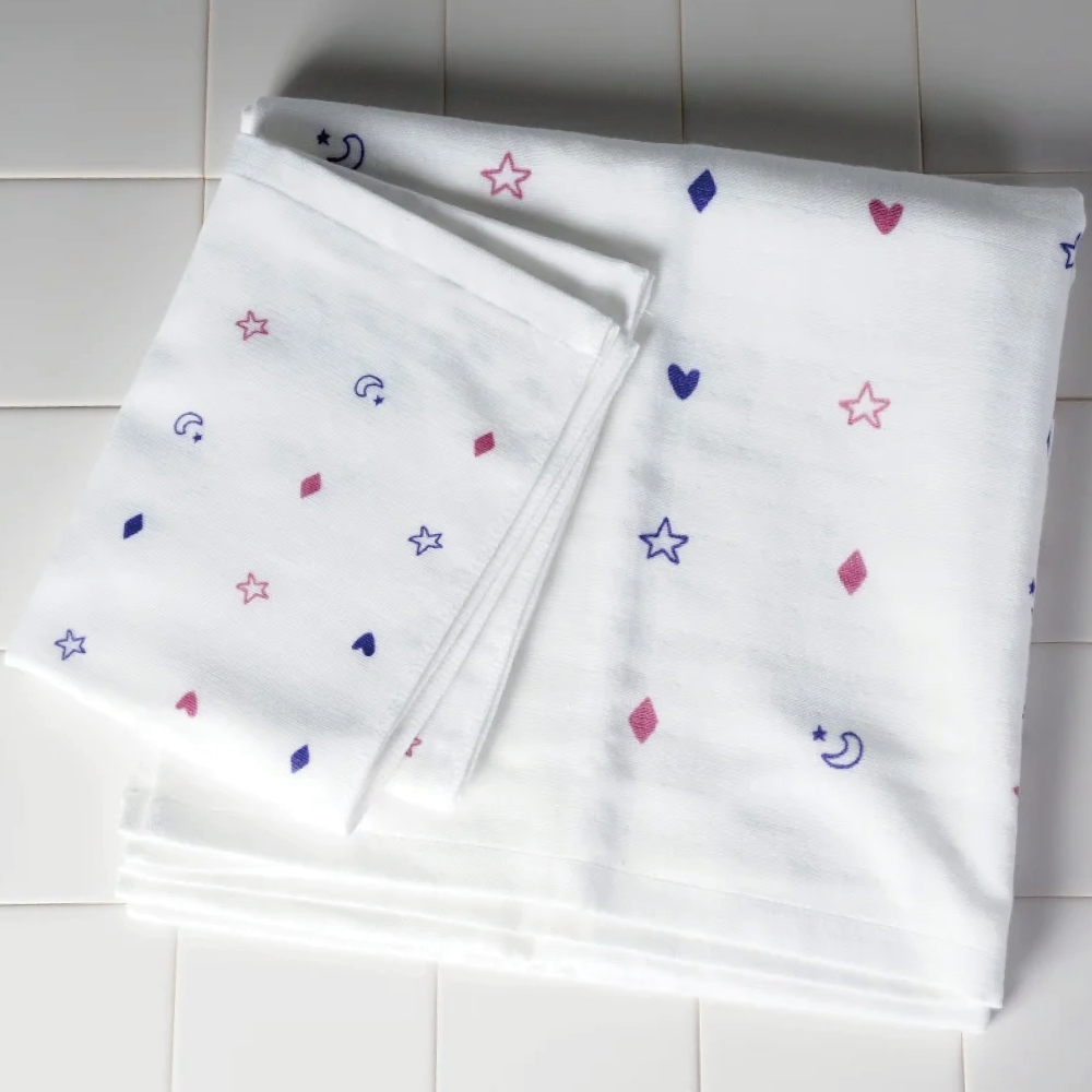 松藤テリー　MatsuFujiガーゼ　リボーン・ザ・プリント（星）フェイスタオル1枚（009_5197）