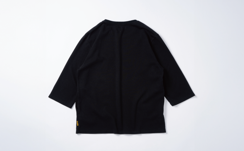 橘織物　CROPPED-SLEEVE T-SHIRT Black （009_5228）