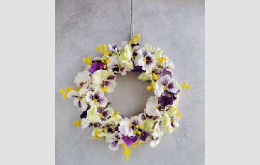 ちょっと大きめ　パンジーとミモザのラウンドリース（036_5011）