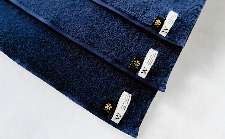 【高級ピマコットンを使用】ウォッシュタオル4枚　ネイビー　W premier plus(009_5072_03)