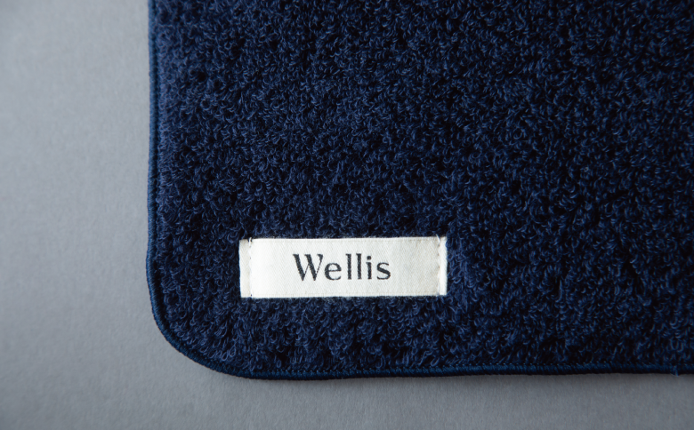 Wellis【極上の肌心地】タオルハンカチ2枚 ネイビー（009_5130）