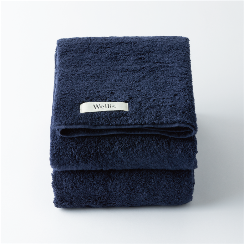 【ＡＮＡ限定】Wellis バスタオル４枚　グレー・ネイビー（009_5154）