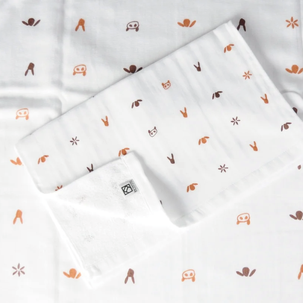 松藤テリー　MatsuFujiガーゼ　リボーン・ザ・プリント（動物）フェイスタオル1枚（009_5190）