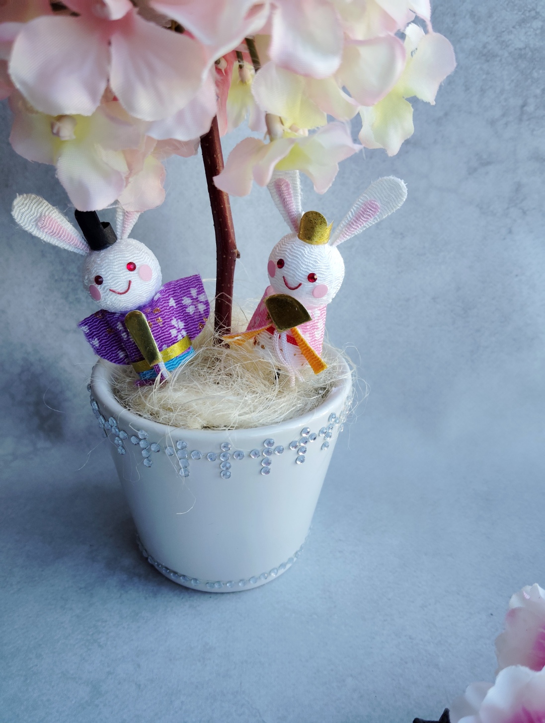 アーティフィシャルフラワー　桜のトピアリー【お雛さまピック付き】（036_5013）