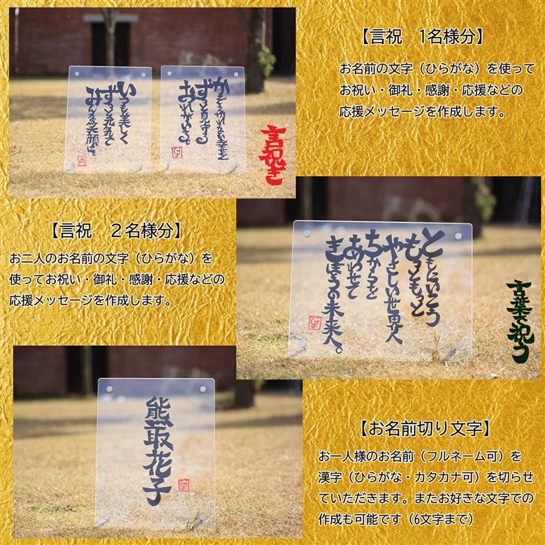 切り文字作品【言祝ぎ（ことほぎ）】（お名前２名様分・アクリルフレ－ム付）（049_5003）