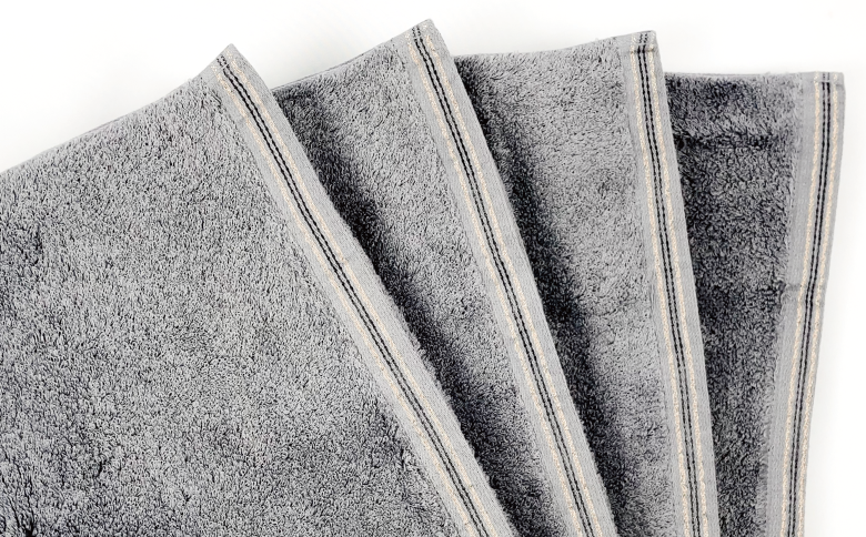 【究極の肌触りと吸水力】フェイスタオル4枚　グレー　W premier(009_5029_02)