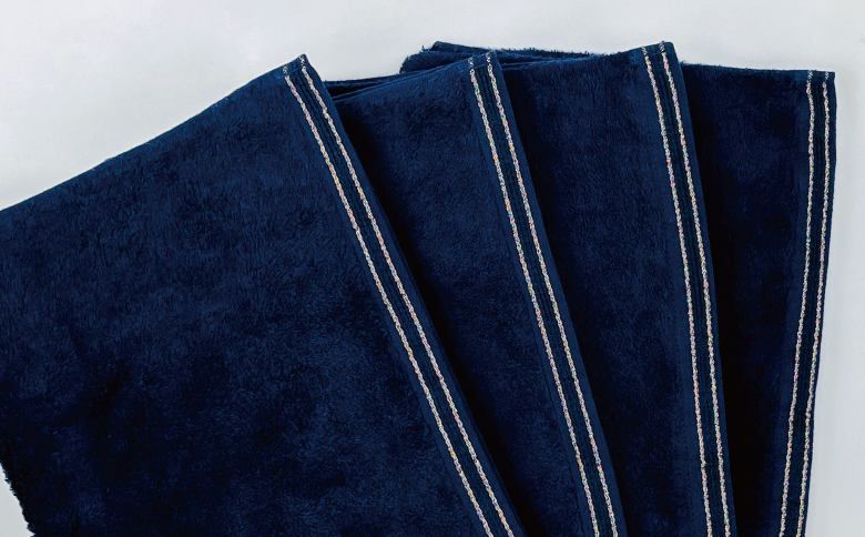 【究極の肌触りと吸水力】フェイスタオル4枚　ネイビー　W premier(009_5029_03)